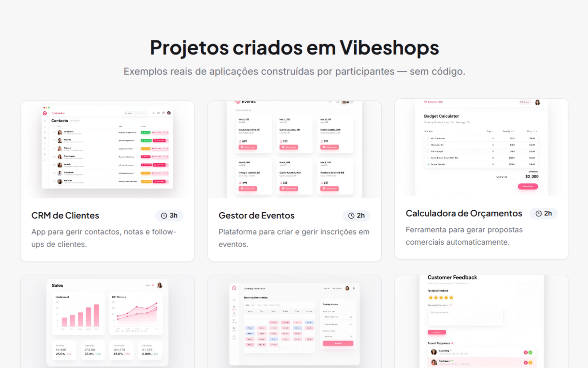 VibeShops — projetos criados
