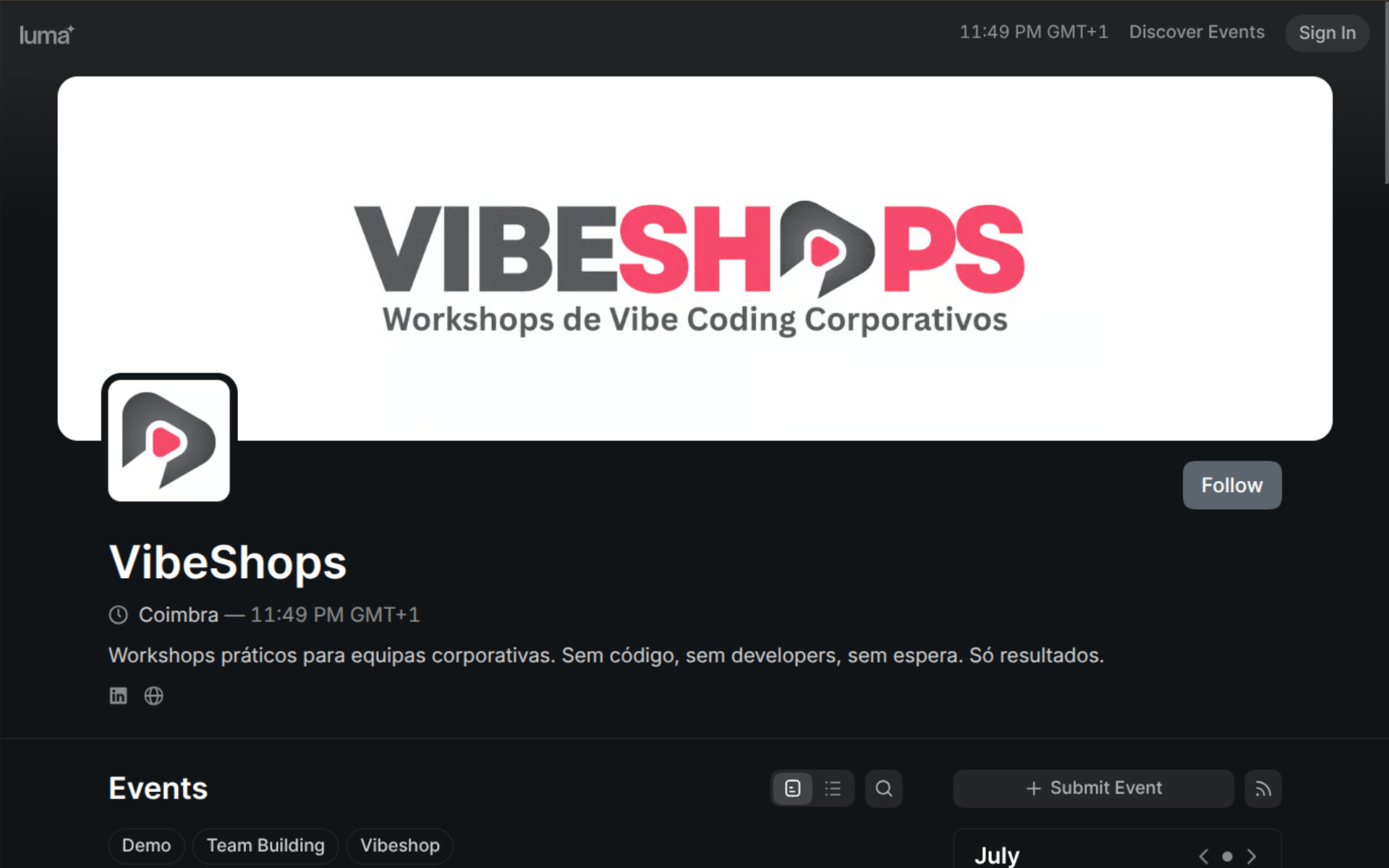 VibeShops — Luma events