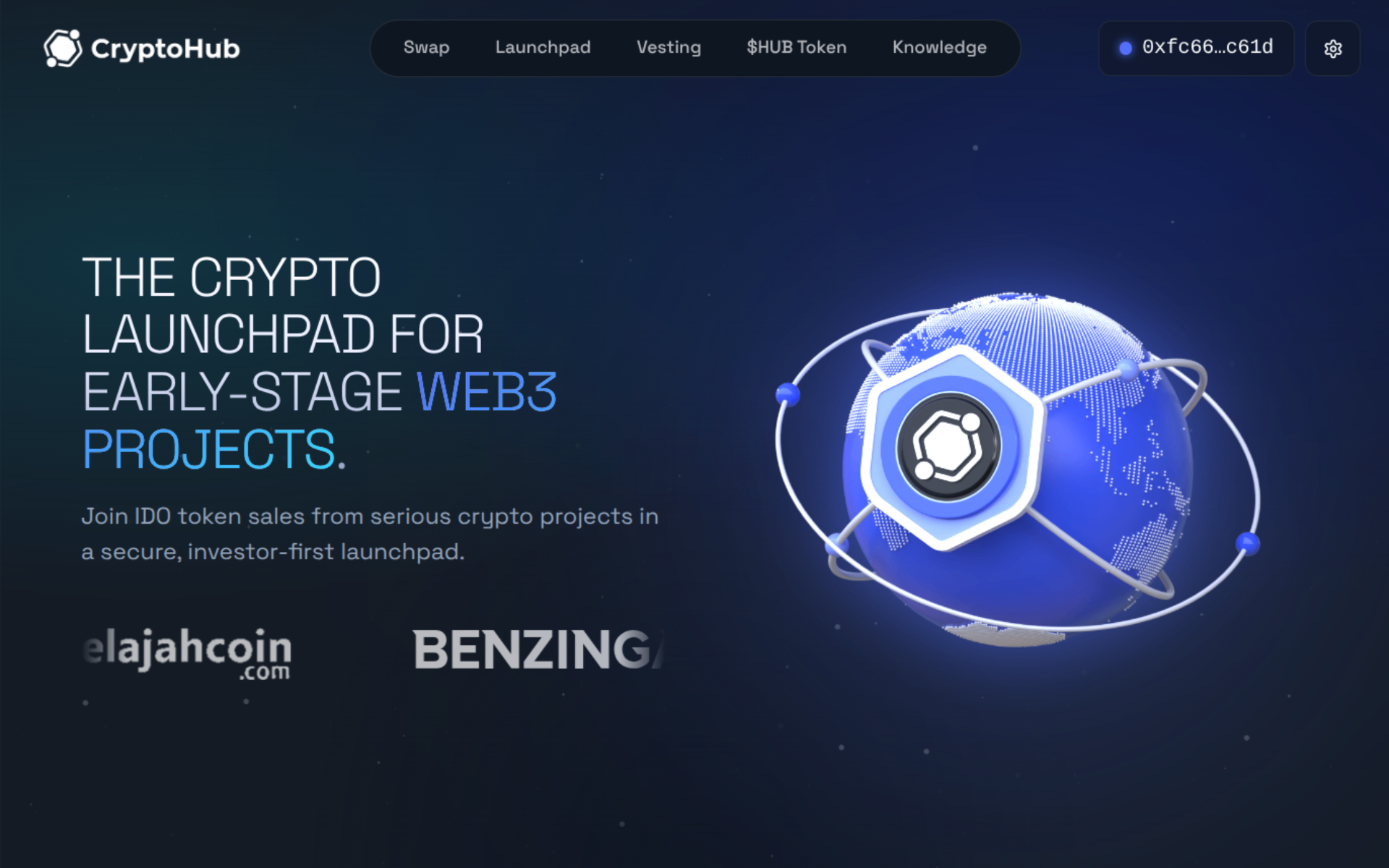CryptoHub — launchpad hero